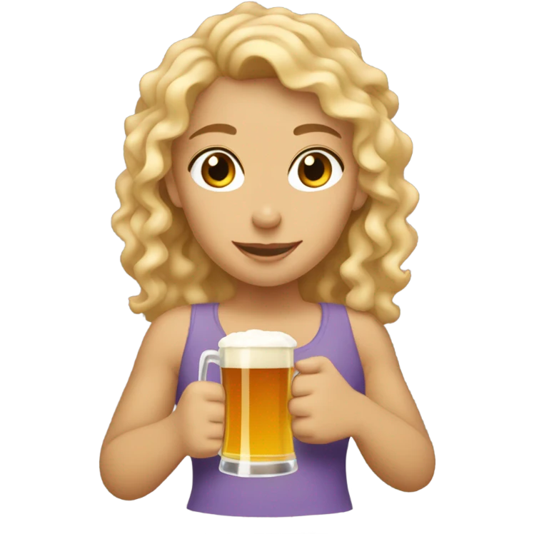curly blonde mid tanned girl drinking beer emoji