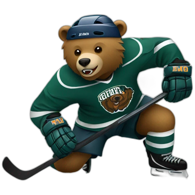 bear playing aggressive hockey emoji