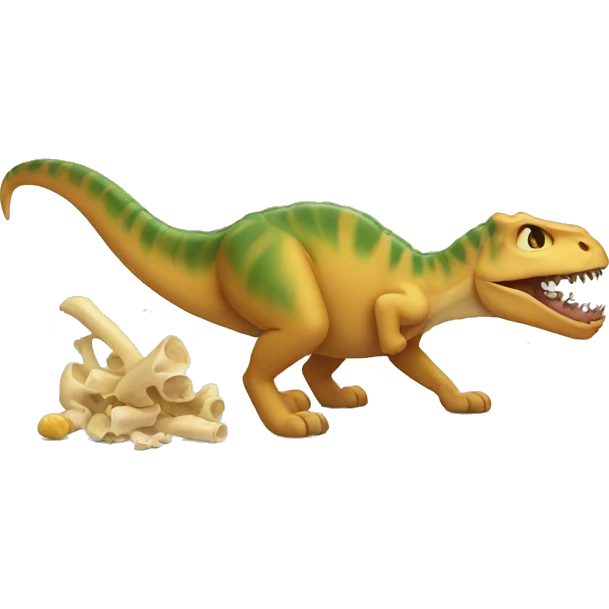 Cat eating dinosaur bones emoji
