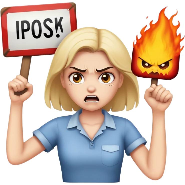 angry girl holding up sign that says cockblock emoji