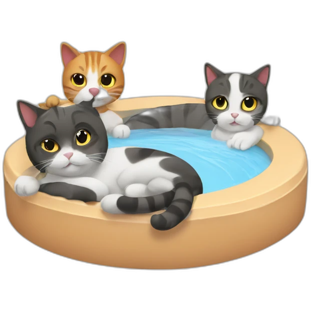 Cat chilling with other cats in a jacuzzi  emoji