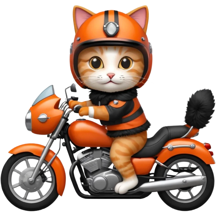 Cat on red and black motorcycle with helmet emoji