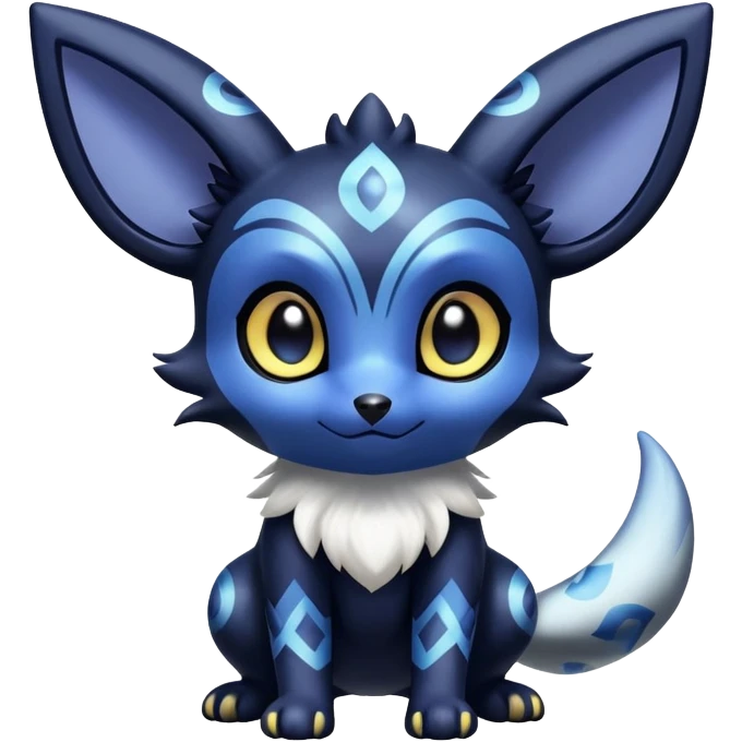 Shiny Cute Adorable Umbreon-Noibat-Meowstic-Hybrid-Creature with pattern-markings emoji