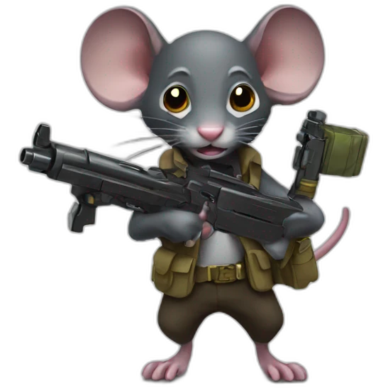 dark rat with toy gun emoji