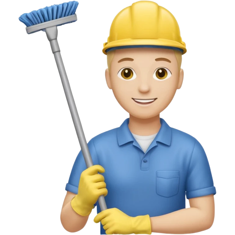 Custodian with yellow rubber gloves, mop emoji