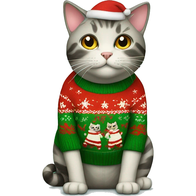 Cat in a Christmas sweater  emoji
