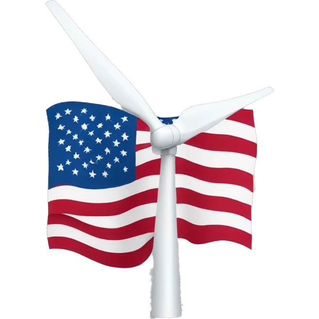 Wind turbine and usa flag emoji