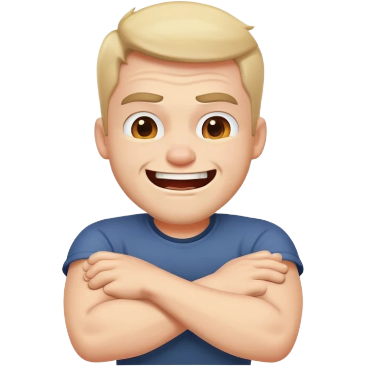 arms crossed around neck angry laughing guy emoji