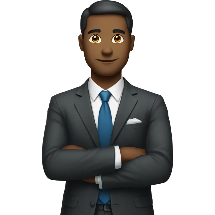 a man in a suit and tie standing with his arms crossed emoji