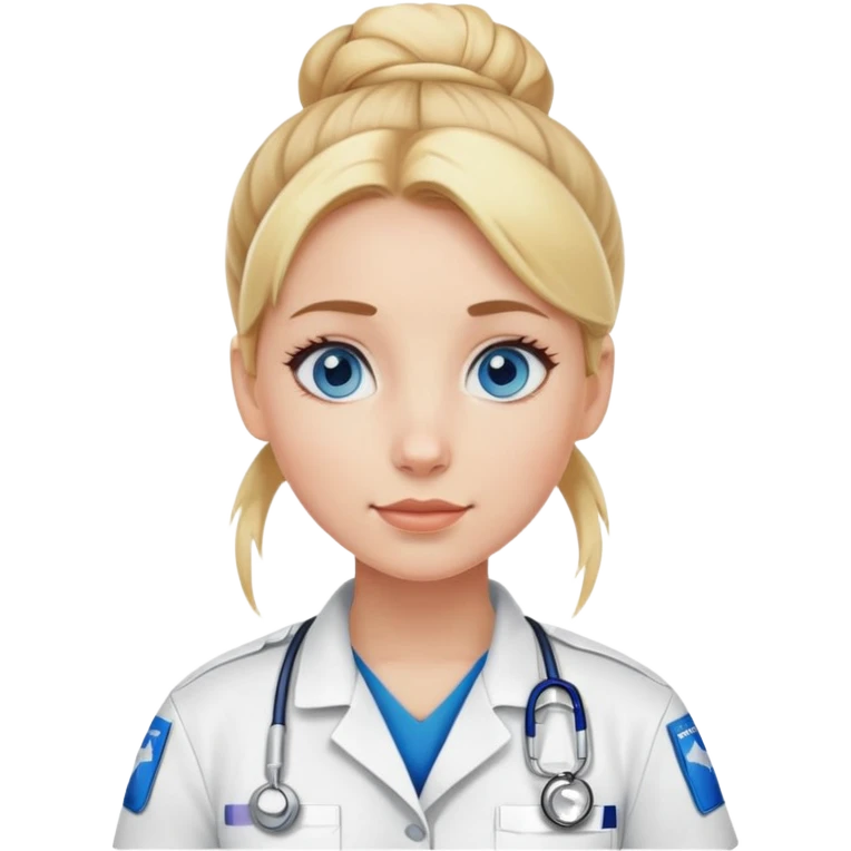 Paramedic girl with blonde hair bun and blue eyes emoji