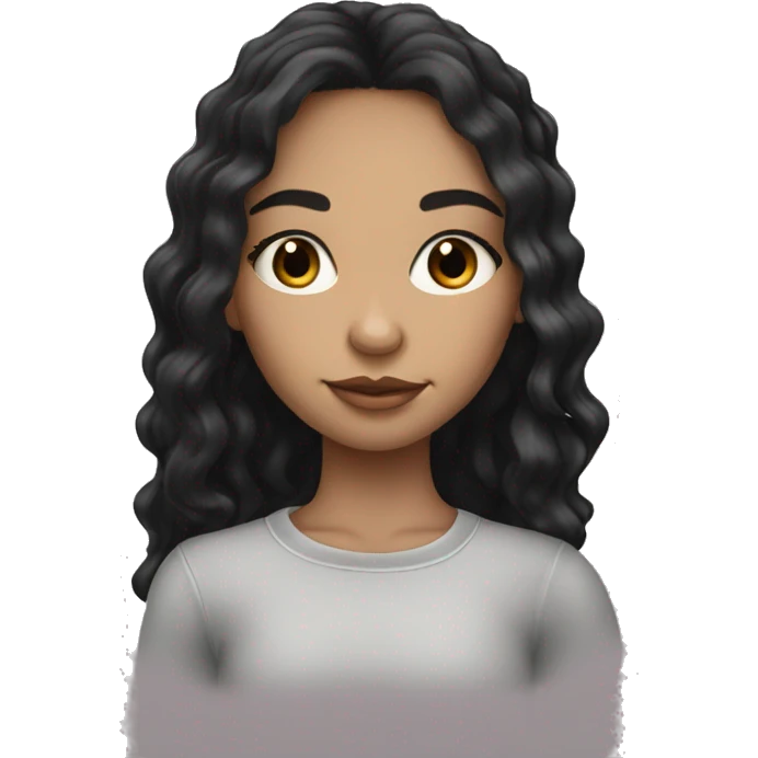 pretty light skinned girl with with lashes black long hair emoji