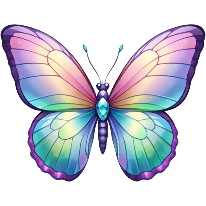 Pastel iridescent rainbow crystal butterfly emoji