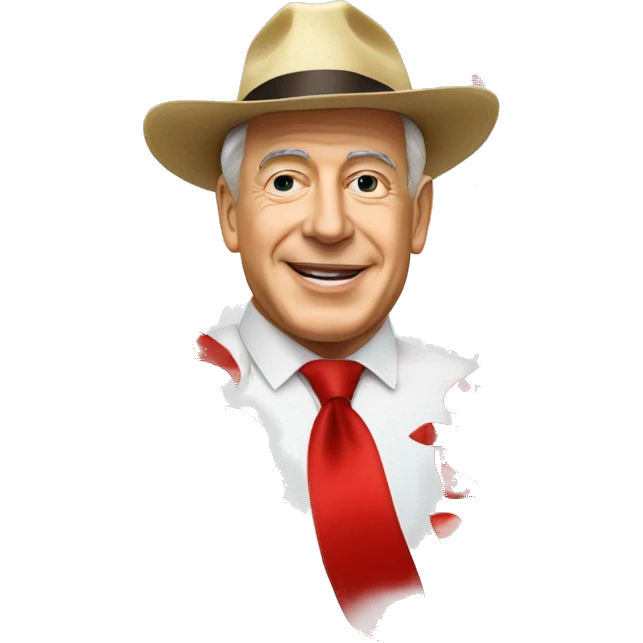 Binyamin Netanyaou avec des confettis et un chapeau rouge  emoji
