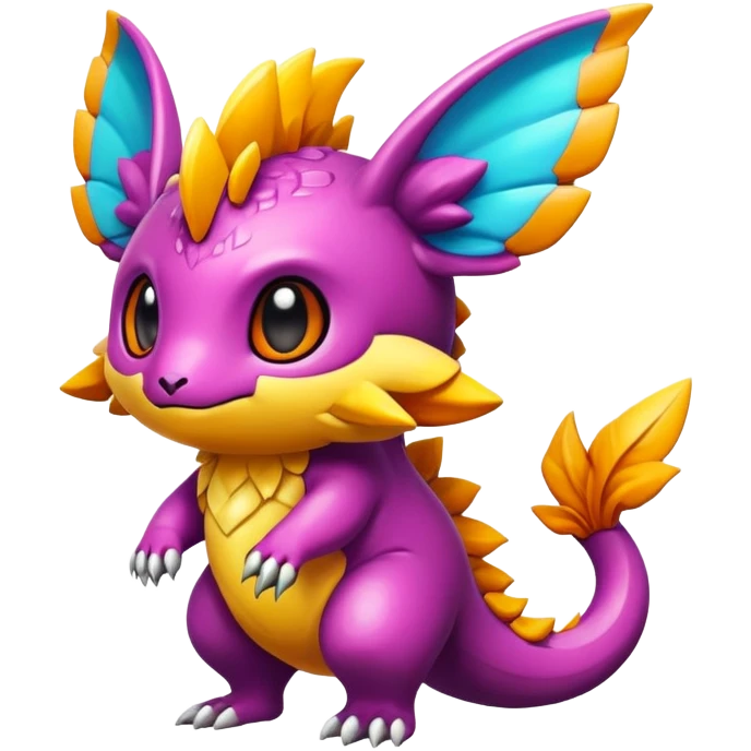 Randomly-colored exotic chibi Fakémon-creature emoji
