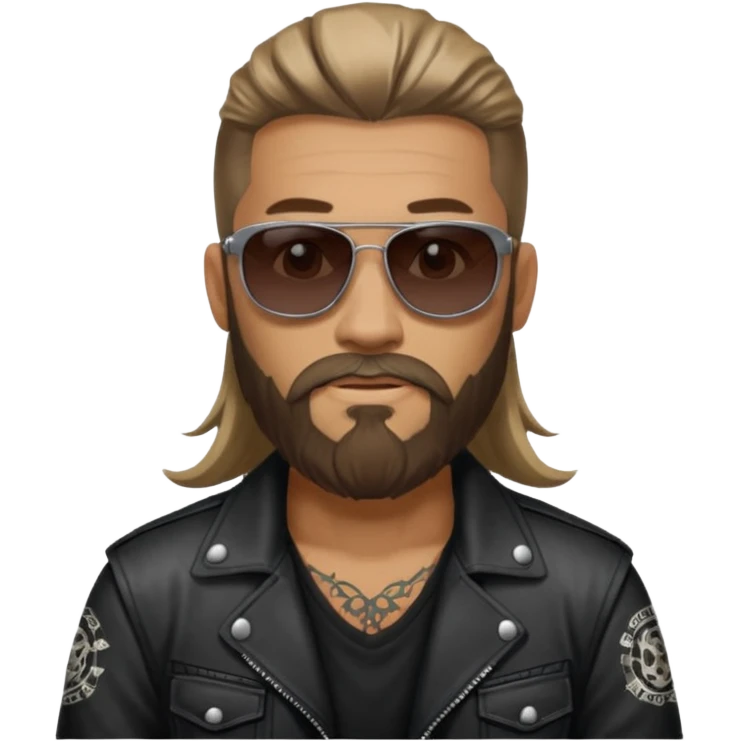 biker gang with sunglass and rugged guy bearded long hair in tatoots emoji