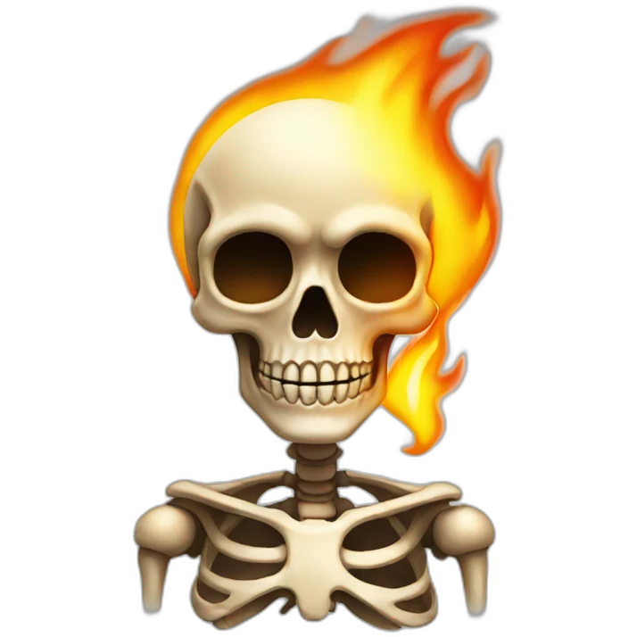 Flaming cartoon skeleton emoji