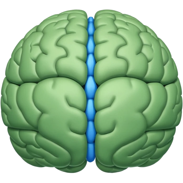 The brain has blue hemispheres and green hemispheres. emoji