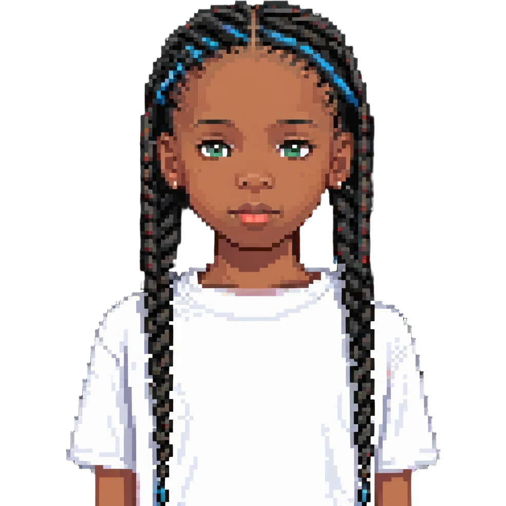african american boy with a white tee and black braids emoji
