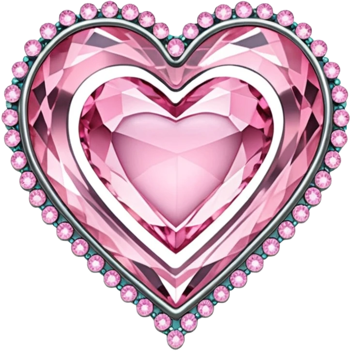 Pastel pink heart crystal transparent transformation brooch emoji