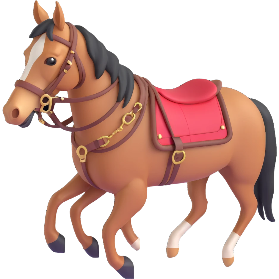 Hermès-style horse harness, classic equestrian look, minimal, 3D style emoji