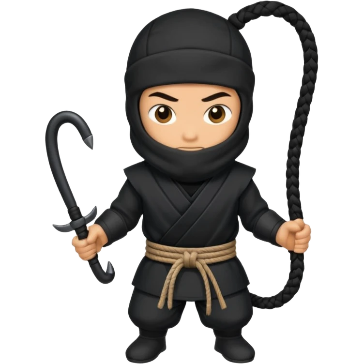 iron hook, 4 hooks, black, with rope, ninja emoji