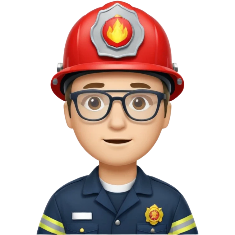 glasses fireman with uniform emoji