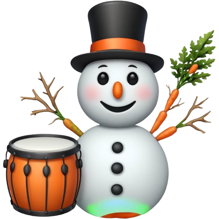 Snowman with Musical Instrument drum emoji