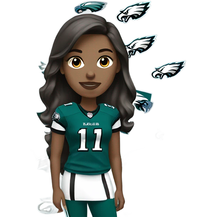  White female brunette wearing Philadelphia Eagles jersey emoji