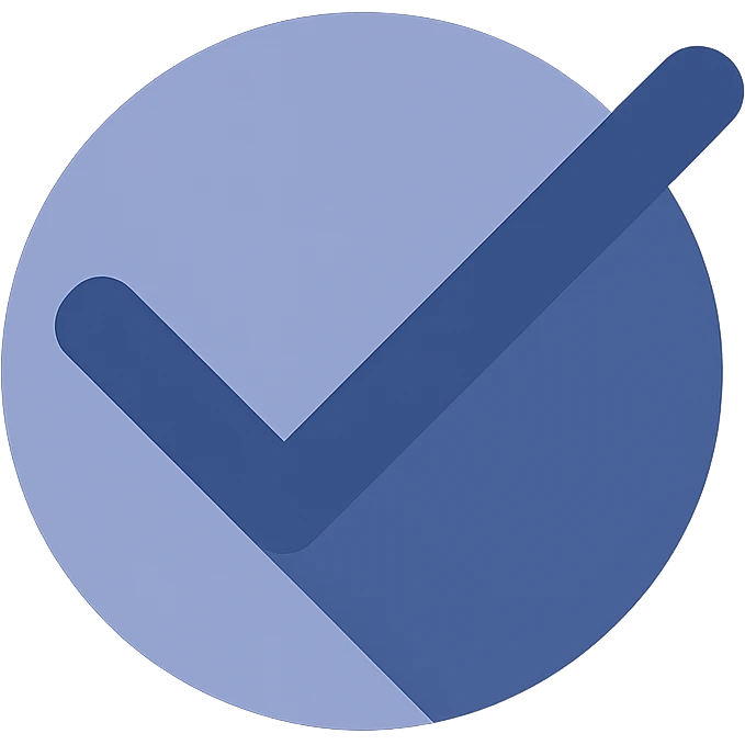 blue check mark, flat design, minimal emoji