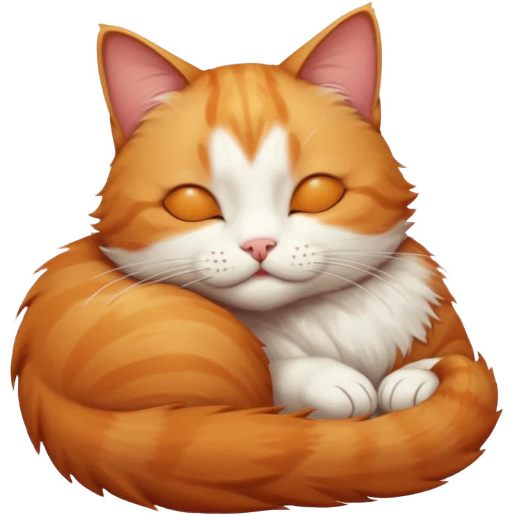 ginger and white small cat eyes closed lying down in weird position emoji
