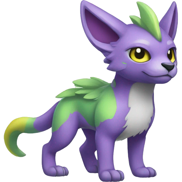Cute cool green purple yellow animal hybrid Fakemon full body emoji