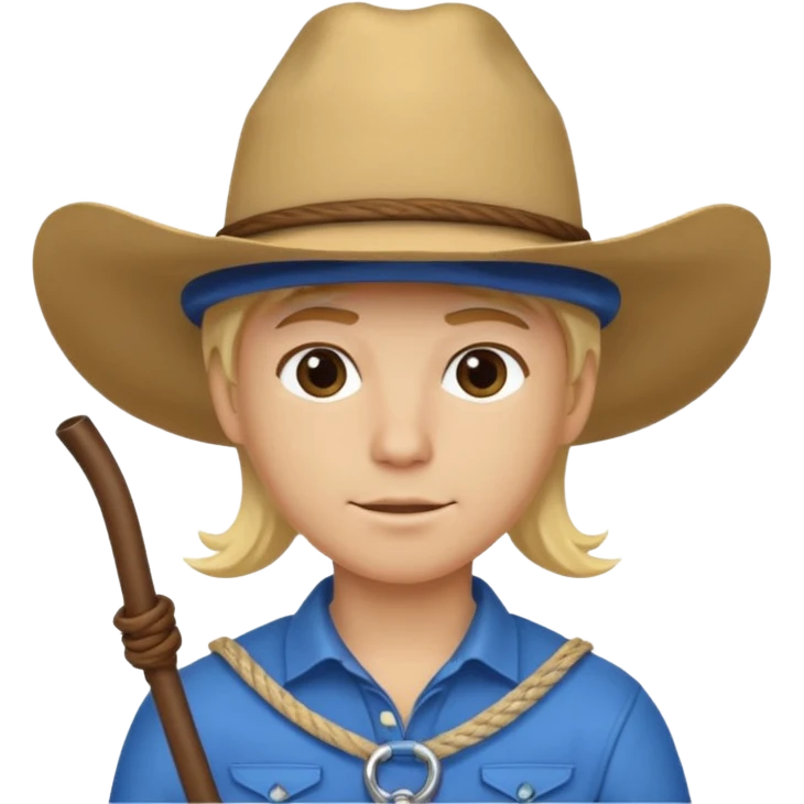 Cowboy blonde hair with blue hat and lasso emoji