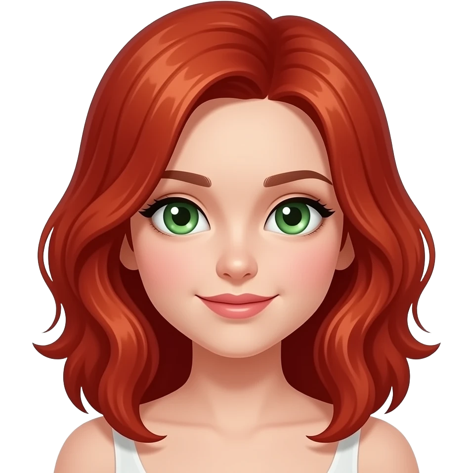 RED FIRE HAIR GIRL WITH glitter GREEN EYES emoji