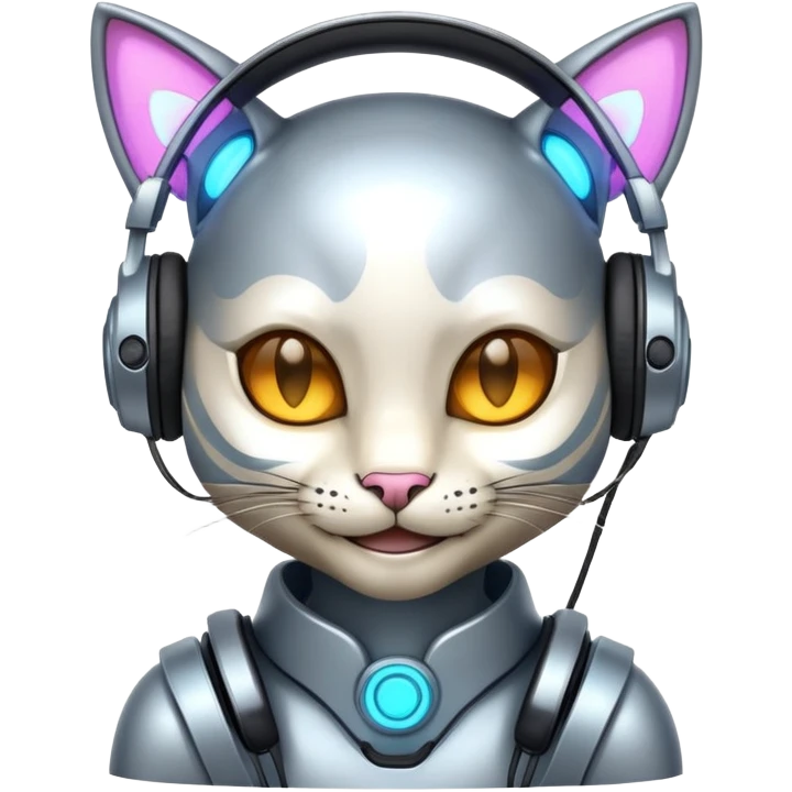 smiling cybercat wearing headphones emoji