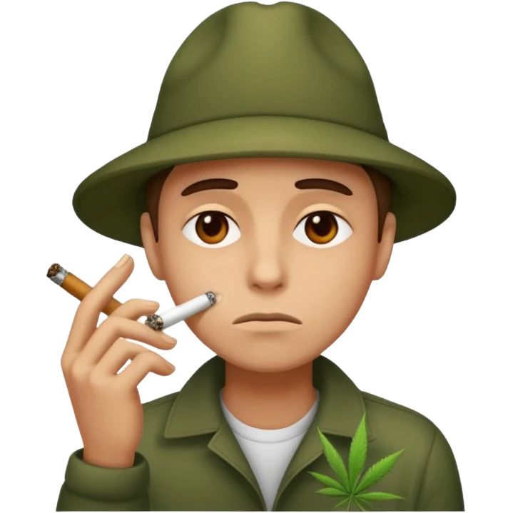 Sad face smoking weed emoji