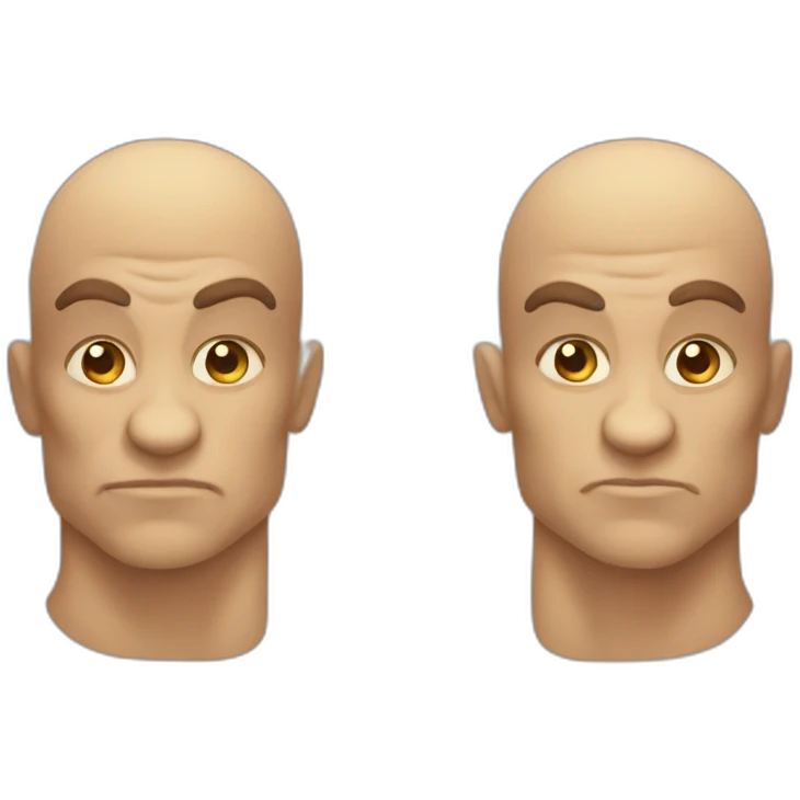 3 headed muscular, cartoon emoji