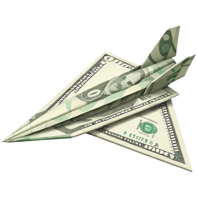 Paper plane made of money emoji