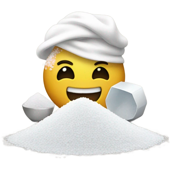 Happy emoji with a pile of salt emoji