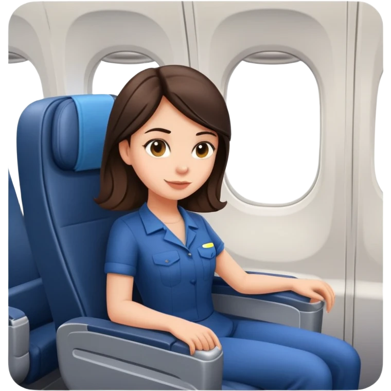 Brunette sitting in an airplane seat emoji