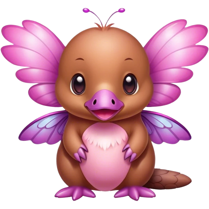 Pink baby platypus with butterfly wings  emoji