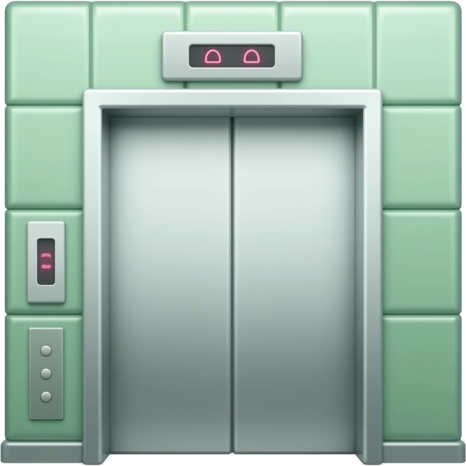 green pink Glass elevator, transparent background inspired by barbie colour pallete emoji