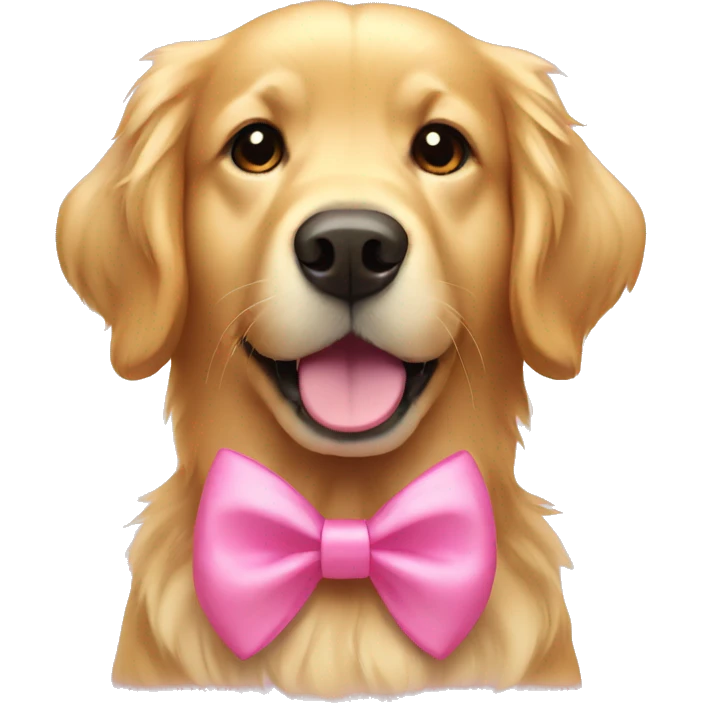 Golden retriever with a pink bow emoji