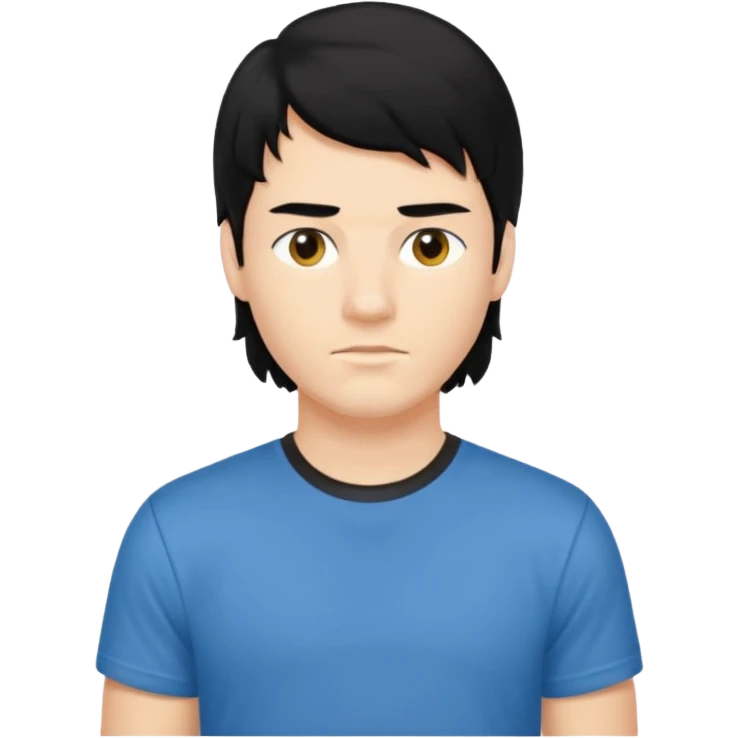 A young man with mullet black hair. emoji