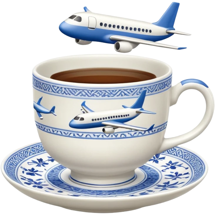Airplane on a tea cup emoji