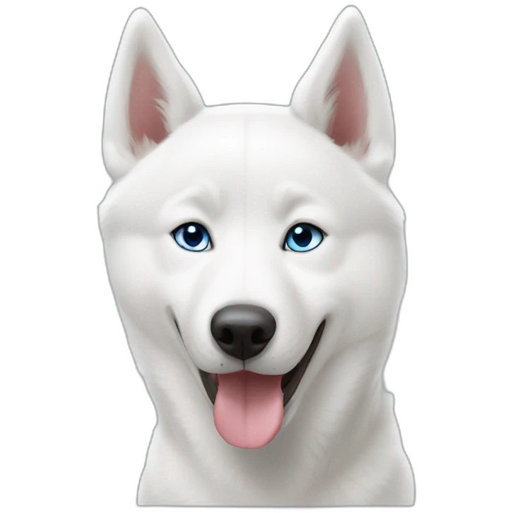 White Siberian husky smile  blue eyes short hair emoji