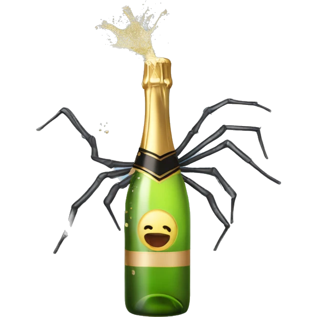 Spider Popping Champagne Bottle emoji