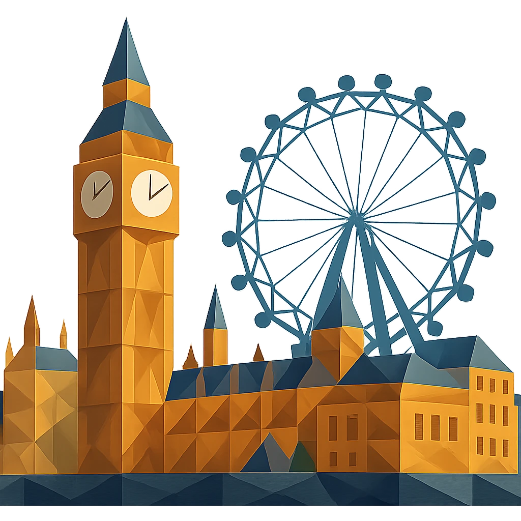 London cityscape with Big Ben and London Eye emoji