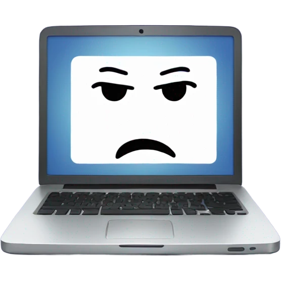laptop with embarresed face emoji