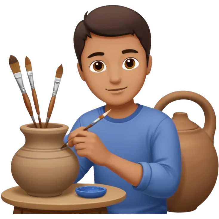 A Man Painting Pottery With A Brush emoji