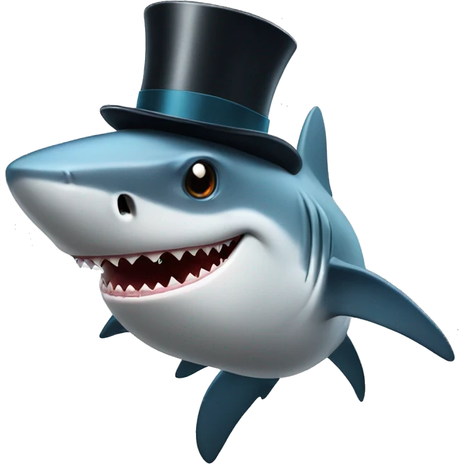 Shark with a top hat emoji